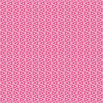 Pink Triangle Seamless Pattern with White Dotted Geometric Shapes Stock Illustration