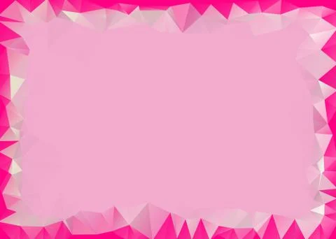 Pink Triangles Frame Abstract Low Poly Geometric Crystals Triangular Vector Stock Illustration