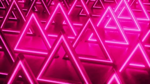 Pink triangular abstract background. Neon lights background. Pattern triangle Stock Footage 150463172