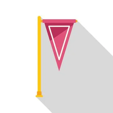 Pink triangular pennant flag hanging from metal pole Stock Illustration