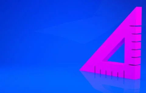Pink Triangular ruler icon isolated on blue background. Straightedge symbol.  Stock Illustration