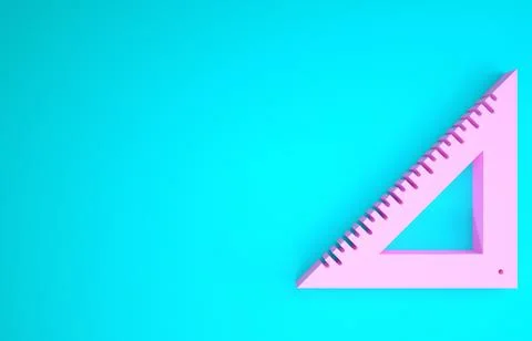 Pink Triangular ruler icon isolated on blue background. Straightedge symbol.  스톡 일러스트