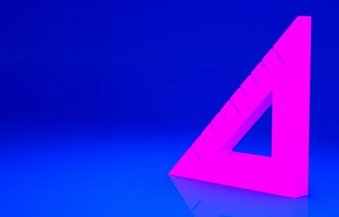 Pink Triangular ruler icon isolated on blue background. Straightedge symbol.  Stock Illustration