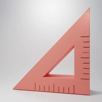 Pink Triangular ruler icon isolated on pink background. Straightedge symbol.. Illustrazione stock