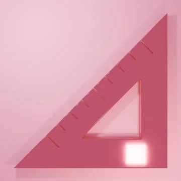 Pink Triangular ruler icon isolated on pink background. Straightedge symbol.. Stock Illustration