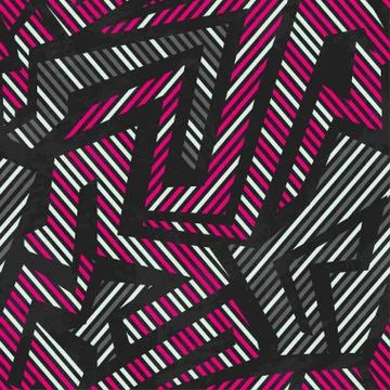 Pink tribal geometric seamless pattern Illustrazione stock