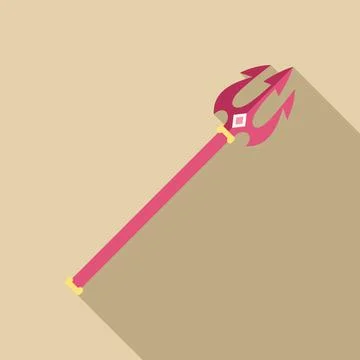 Pink trident symbolizing power and mythology on beige background Stock Illustration