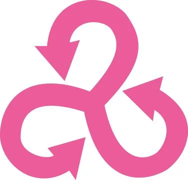 Pink triple loop recycle arrow knot icon Stock Illustration
