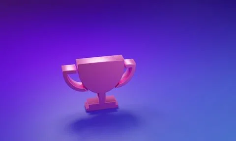 Pink Trophy cup icon isolated on purple-blue background. Award symbol. Cham.. Stock Illustration