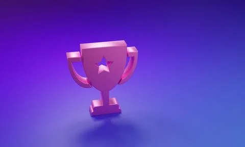 Pink Trophy cup icon isolated on purple-blue background. Award symbol. Cham.. Stock Illustration