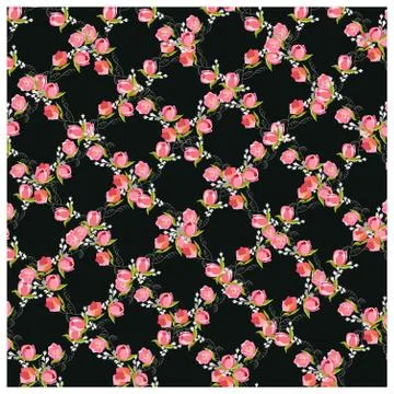 Pink tulips endless color pattern of rhombuses. Illustrazione stock