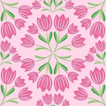 Pink tulips spring elegant pattern design Stock Illustration