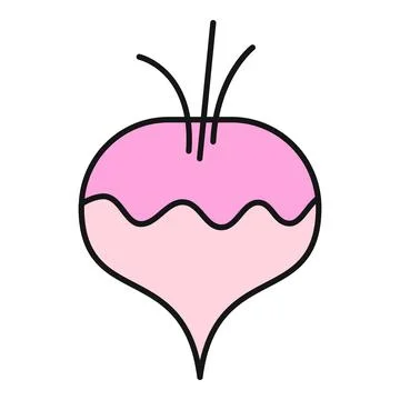 Pink turnip vegetable line art drawing illustration icon Stock Illustration