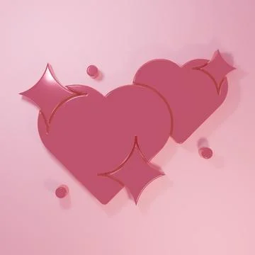 Pink Two Linked Hearts icon isolated on pink background. Romantic symbol li.. Stockillustratie
