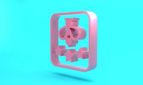 Pink Type of bee icon isolated on turquoise blue background. Sweet natural fo Illustrazione stock
