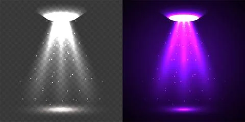 Pink UFO Spotlight Beam Rays Stock Illustration