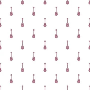 Pink ukulele seamless pattern on white background Stock Illustration