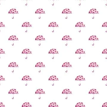 Pink umbrella flower pattern creating seamless background イラスト素材