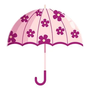 Pink umbrella with flowers pattern protecting from rain Illustration
