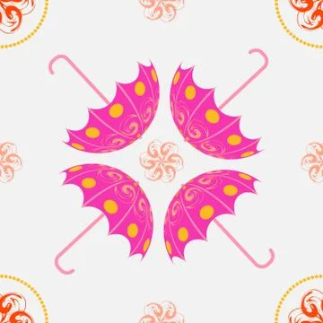 Pink umbrella openwork seamless pattern Stock Illustration