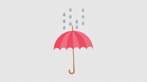 Pink Umbrella Protecting from Rain Flat Weather Animation on Black Background Stock Footage 339763558