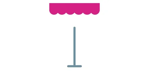 A pink umbrella with two rings hanging from its handle, set against a neutr.. Vidéo 333572118