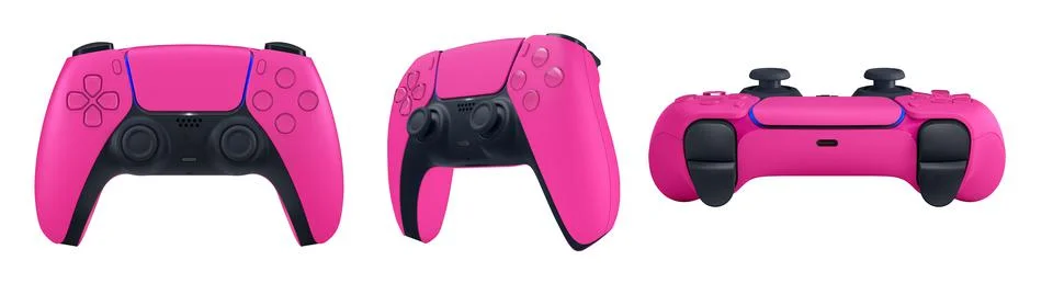 Pink unbranded game controller pack isolated on white background - front, sid Stock-Fotos