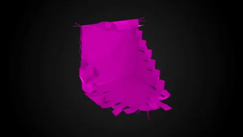 Pink Unfolding Box On Black background Video stock 244870775