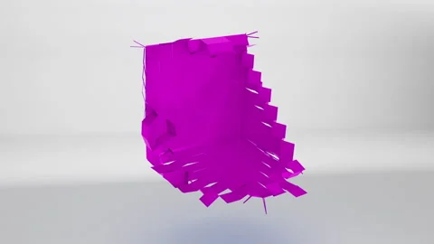 Pink Unfolding Box On White background Video stock 244870716