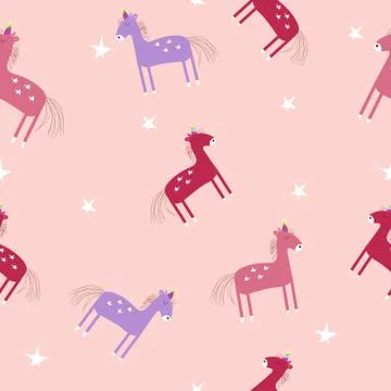 Pink unicorns seamless pattern. Stock-Illustration
