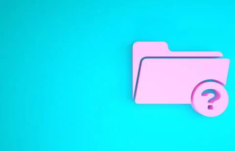 Pink Unknown directory icon isolated on blue background. Magnifying glass and Stock Illustration