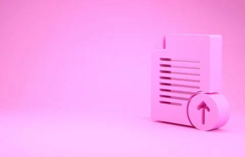 Pink Upload file icon isolated on pink background. File document symbol. Docu Illustrazione stock