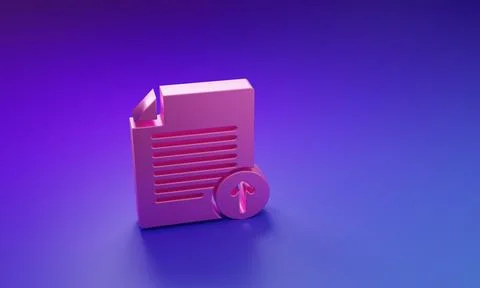 Pink Upload file icon isolated on purple-blue background. File document sym.. Stockillustratie