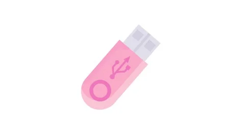 A pink USB drive with a directional arrow pointing towards it, indicating i.. Stock Footage 332540703