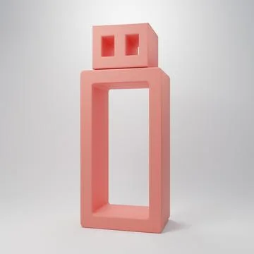 Pink USB flash drive icon isolated on pink background. Minimalism concept. .. Stock Illustration
