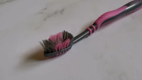 Pink Used Toothbrush Stock Footage 170028579