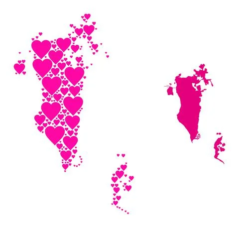 Pink Valentine Pattern Map of Bahrain Illustrazione stock