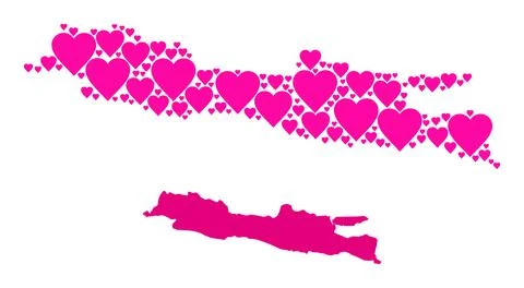 Pink Valentine Pattern Map of Java Island Ilustración de archivo