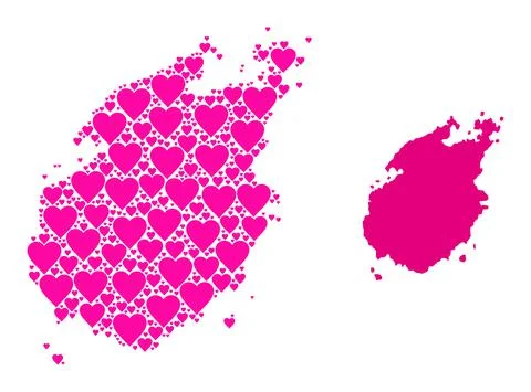 Pink Valentine Pattern Map of Paros Island Illustrazione stock