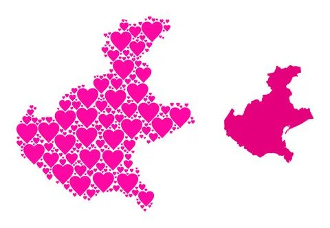 Pink Valentine Pattern Map of Veneto Region Stock Illustration
