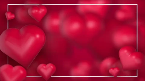 Pink Valentine's Day background with 3d hearts on red. Loop 3D animation. Stock-Footage 261586198