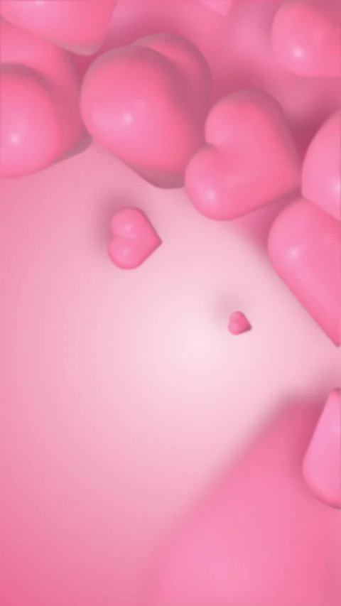 Pink Valentine's Day loop background, 3d hearts on bright backdrop. Stock Footage 297491531