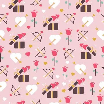 Pink Valentines Day Vector Repeat Pattern Background Design Stock Illustration
