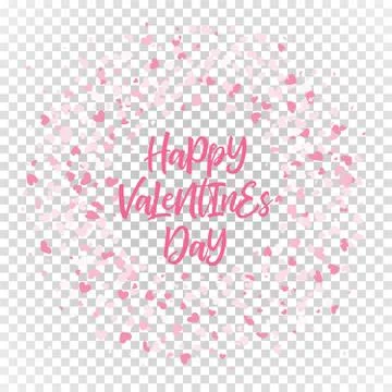 Pink Valentines hearts pattern wreath on transparent background Stock Illustration