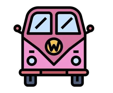 Pink van front view illustration vector illustration Stock Illustration