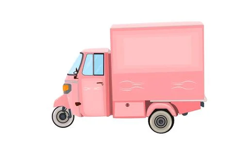 Pink van isolated on white background. Vintage delivery car. Stock Illustration
