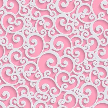 Pink Vector 3d Floral Damask Seamless Pattern Stock-Illustration