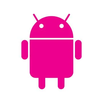 Pink vector android icon isolated on white background Stock Illustration