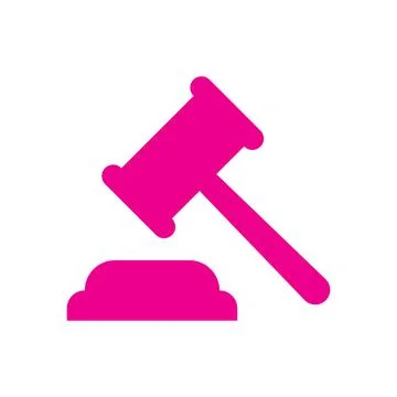 Pink vector auction icon isolated on white background Illustrazione stock
