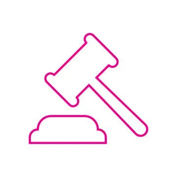 Pink vector auction line icon isolated on white background Stock Illustration